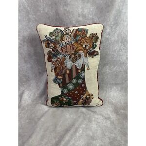 Vintage Tapestry Throw‎ Pillow Christmas Toys In A Stocking